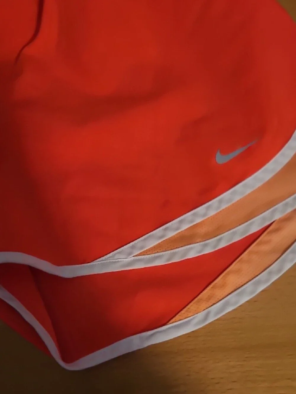 Nike Women's Bright Orange Athletic Running Shorts with White Trim